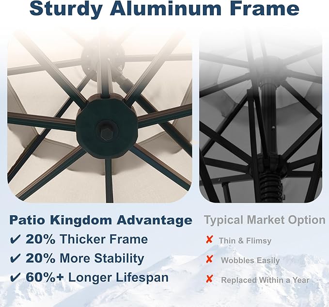 11FT Cantilever Umbrella with Base Large Curvy Outdoor Aluminum Offset Umbrella w/ 360° Rotation, UV Resistant Canopy for Patio, Garden, Backyard, Beige