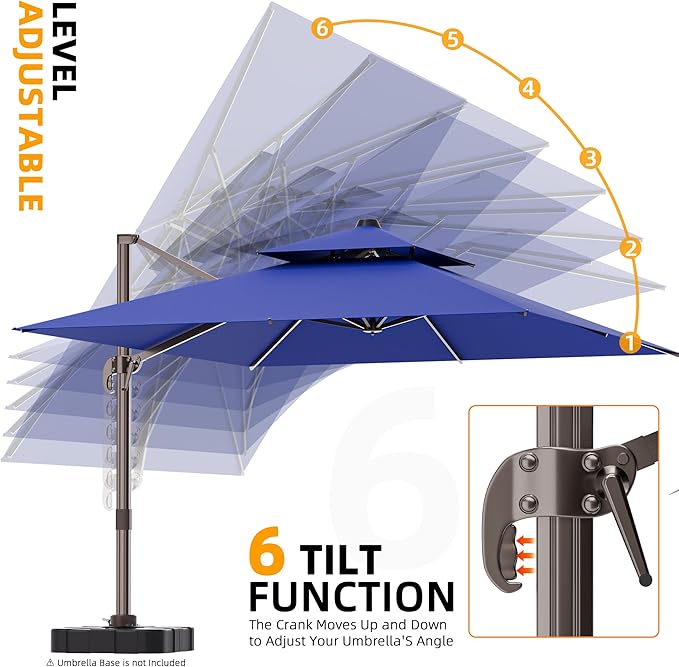 9' X 12' Cantilever Outdoor Patio Umbrellas Double Top Large Rectangle Umbrella Heavy Duty 360°Rotation Offset Umbrella for Garden Deck Pool Patio,Navy Blue