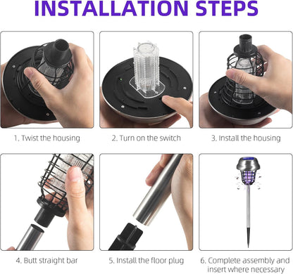 2025 Solar Bug Zapper Outdoor, Mosquito Killer Gnat Zapper, Waterproof Fly Traps for Bug Fly Gnat Small Flying Insect, Mosquito Repellent for Patio Yard Garden Farm(4Pack)