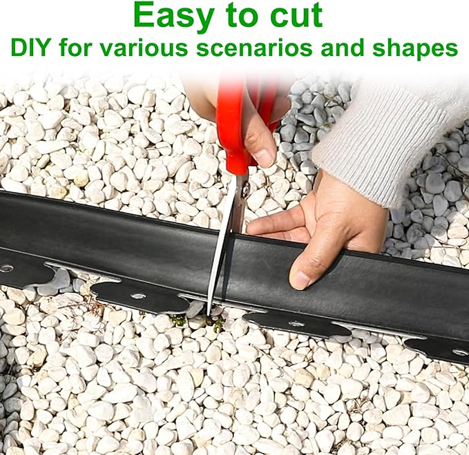 JERIA 2 Inch Tall 100 FT Garden Edging Kit with 120pcs Spikes, Plastic Edging for Landscaping