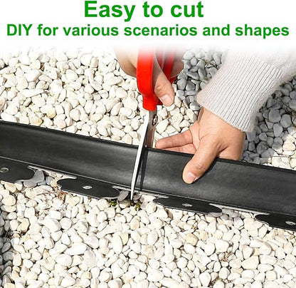 JERIA 2 Inch Tall 33 FT Garden Edging Kit with 45pcs Spikes, Plastic Edging for Landscaping