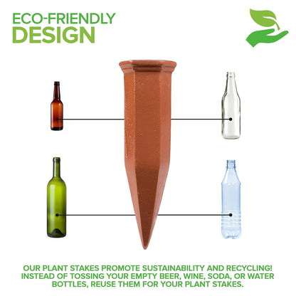 Modern Innovations Ceramic Terracotta Self Watering Spikes (6 Pack) Vacation Automatic Plant Waterer Devices, Indoor/Outdoor Planter Insert, Terra-Cotta Stakes for Potted Plants, Auto-Water System