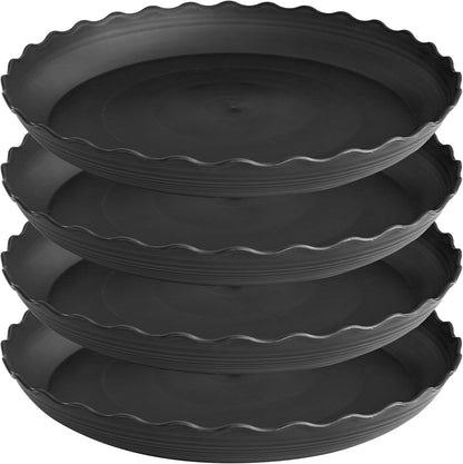 4 Pack of 14 inch Plant Saucer, Plastic Plant Saucer 14 inch, Heavy Duty Plant Tray for Pots, Plant Saucers for Indoors Planter, Garden Water Plate 12"/13"/14" (Black)