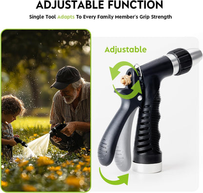 Grip Strength Adjustable Handheld Hose Nozzle, Adjustable Water Nozzle Spray with High Pressure for Watering Plants and Lawn, Car Washing, Patio and Pet Washing.