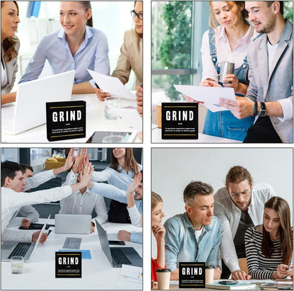 Grind Definition Entrepreneur Black Wooden Box Sign, Inspirational Office Decor Decorative Table Shelf Desk Decor, Rustic Workplace Farmhouse Home Cubicle Decor Office Decorations Desk Accessories