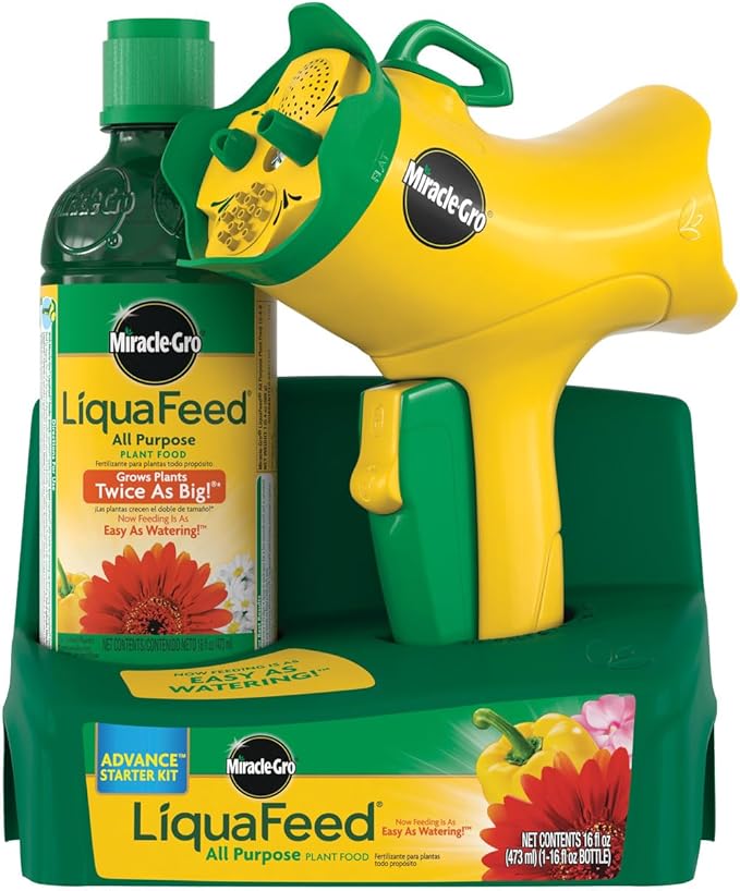 Miracle-Gro LiquaFeed All Purpose Plant Food Advance Starter Kit, For Flowers, Vegetables, Trees and Shrubs, One 16 oz. Plant Food and One Feeder