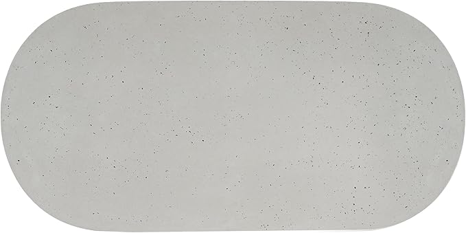 Christopher Knight Home Zigg Durable Concrete Outdoor Dining Set with Stylish Terrazzo Finish, Patio Dining Table with Bench, Oval Outdoor Patio Furniture Set with Pedestal Base, White