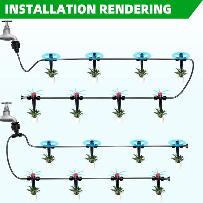 50FT Drip Irrigation System, 2025 Quick Connector Garden Irrigation System, Adjustable Nozzle, Garden Watering System with 1/4 '' Pipe, Garden, Vegetable, Greenhouse, Lawn Sprinkler