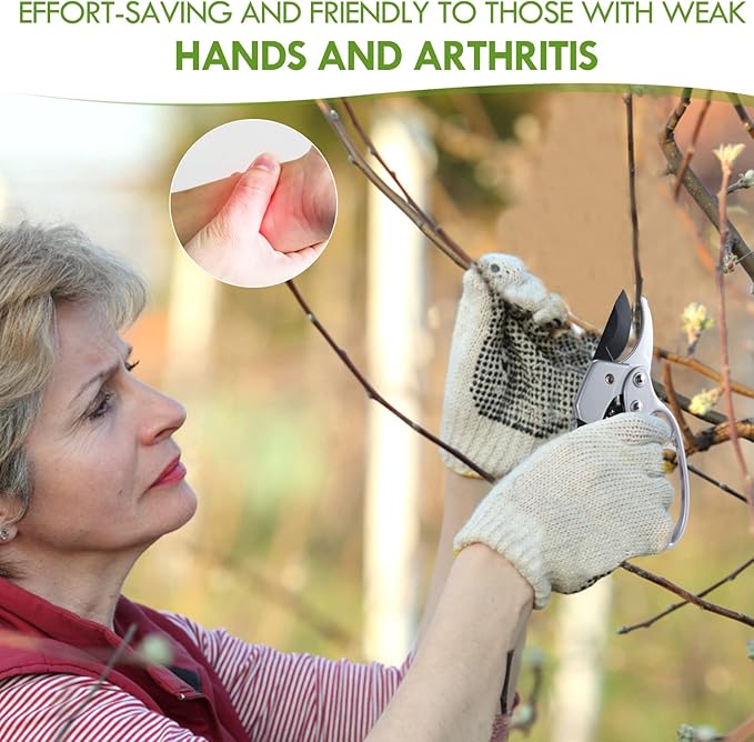 Ultra Sharp Germany Steel Pruning Shears - Cuts 3X Easier, Weak Hand Arthritis Snips, Rust-Resistant, Effortlessly 1-Inch Cut Capacity Garden Scissors, Ergonomic Handle (Black)