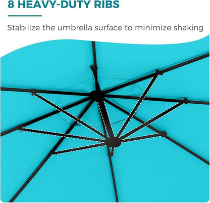 Grand patio 12 FT Sunbrella Outdoor Cantilever Umbrella with Base Patio Large Aluminum Offset Umbrella for Deck Yard (Aruba-SUNBRELLA, 12 FT)