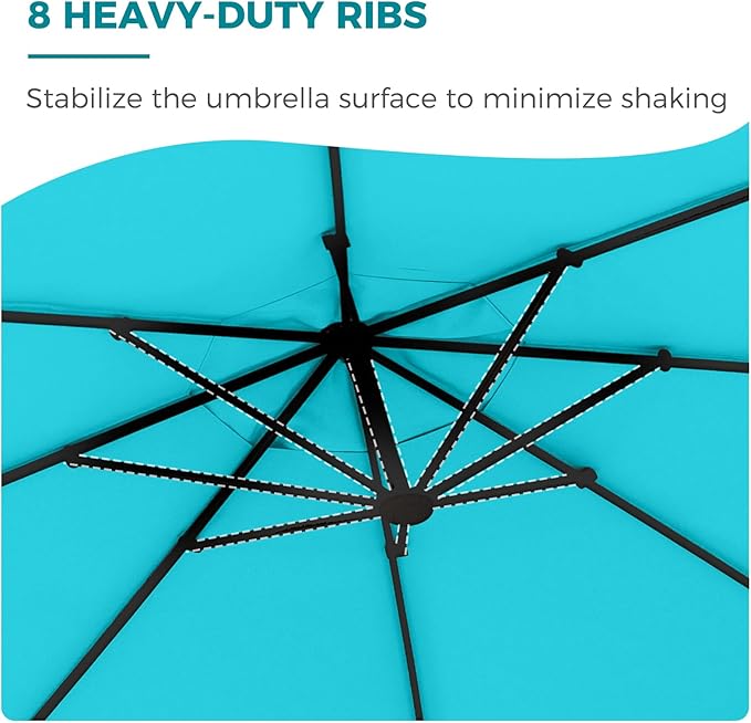 Grand patio 10'X10' Sunbrella Offset Umbrella with Base Outdoor Square Aluminum Cantilever Umbrella Shade with Easy Tilt Adjustment (Aruba, 10X10 FT-SUNBRELLA)