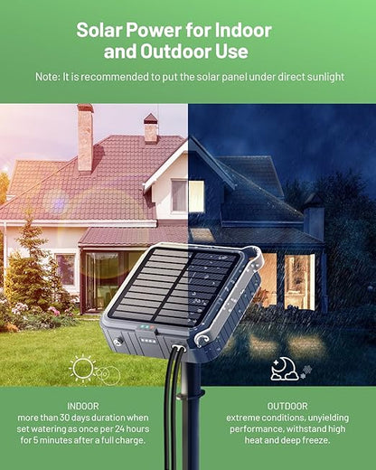 Solar Automatic Drip Irrigation System, Harness Sunshine or External Power for Indoor and Outdoor Use, Rain or Shine! Anti-Siphoning, Supports Up to 15 Potted Plants, User-Friendly Design. (Gray-1pcs)