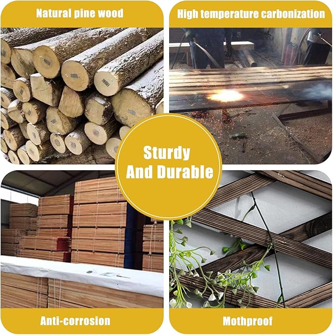 4 Pcs Expandable Garden Trellis, Wooden Lattice Wall Fence Trellis for Climbing Plants Ivy Vine Rose Clematis 13" x 68" for Outdoor Garden Patio Room Decor (4)