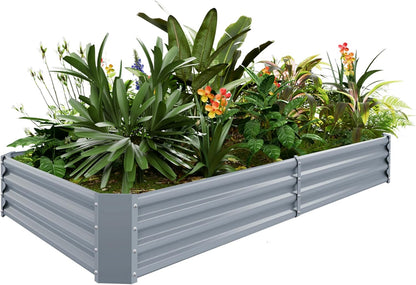 Land Guard 8×4×1ft Galvanized Raised Garden Bed Kit for Vegetables, Galvanized Large Metal Planter Raised Garden Boxes Outdoor(Modern Grey)……
