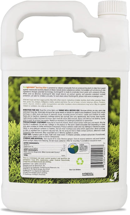 EcoVenger (Formerly EcoRaider) Bed Bug Killer with Remote Sprayer 1Gal - Kills 100% All Stages on Contact- Kills Resistant Bugs- Kills Eggs- 14 Day Residual Protection- Non-toxic- Child & Pet Friendly