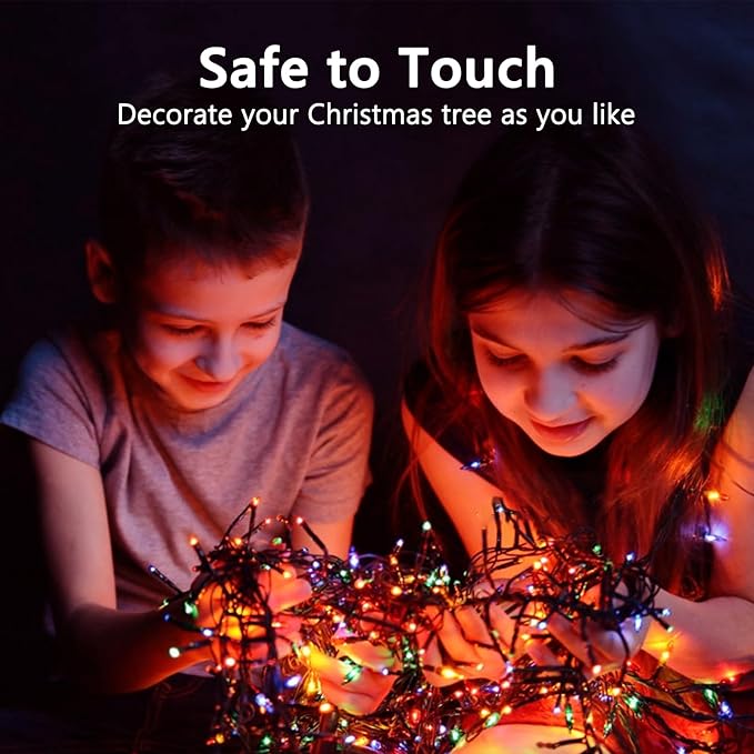 50FT 1000 LED Cluster Christmas Lights, Christmas Tree Lights Outdoor Indoor with 8 Modes & Timer & Remote, Firecrackers String Lights Waterproof for Garland Party Xmas Decorations, Multicolor