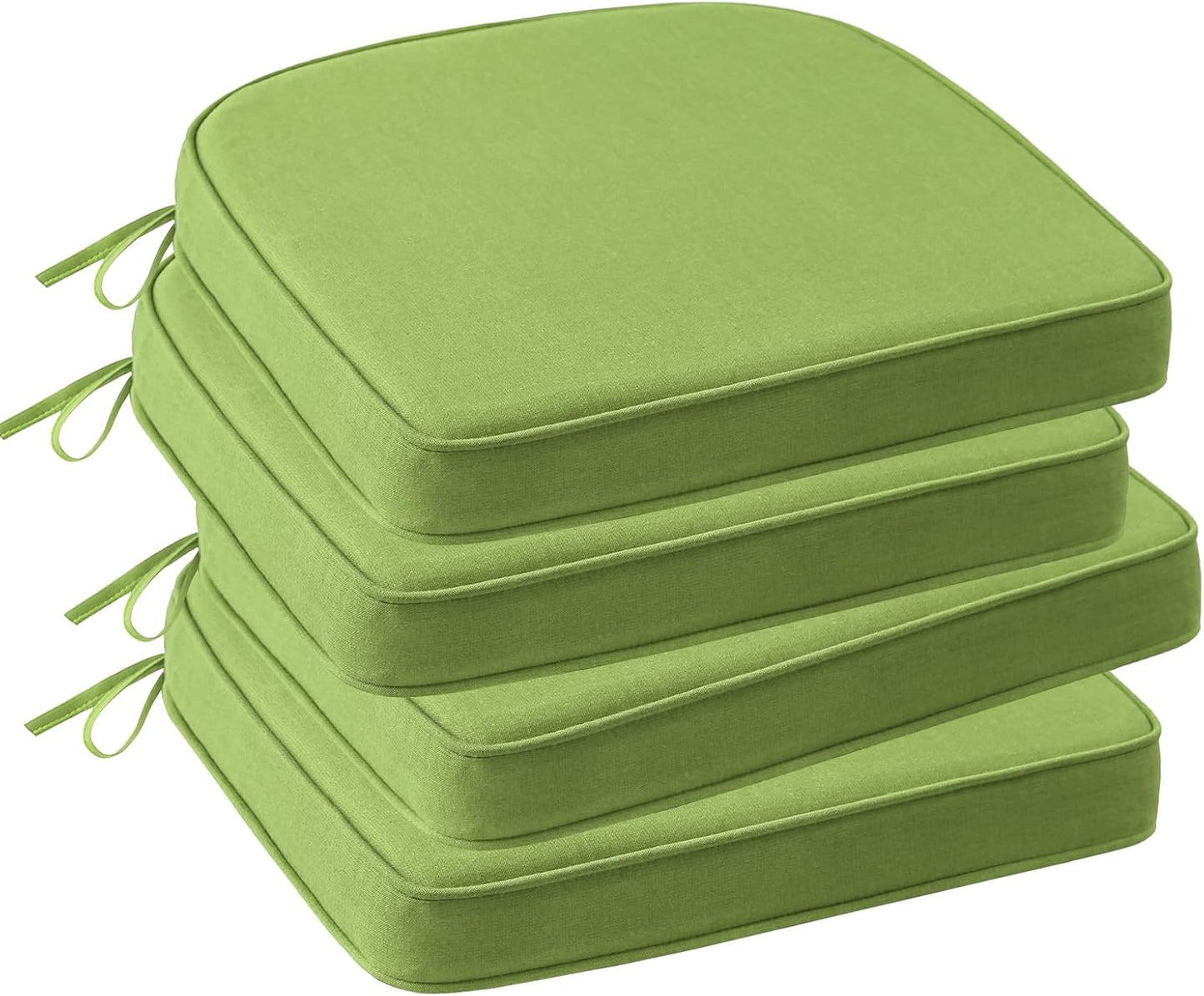 Outdoor Sunbrella Round Corner Seat Cushion, 17"x16"x2", Set of 4, Non Slip Seat Cushion Pads with Removable Cover for Patio Furniture, Garden Yard Lawn, Canvas Ginkgo