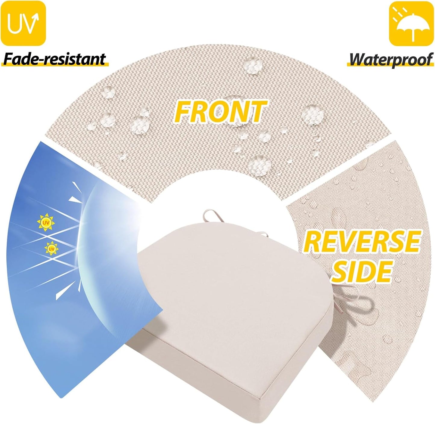 AAAAAcessories Outdoor Seat Cushions for Chairs, Waterproof, Fade-Resistant Patio Furniture Replacement Cushions, 17" x 16" x 2", Set of 2, Khaki Beige