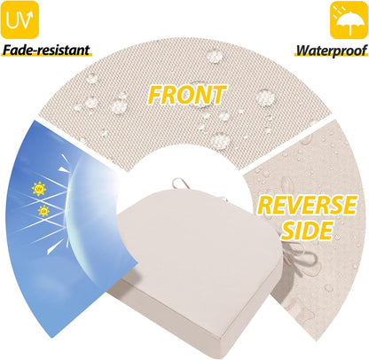 AAAAAcessories Outdoor Seat Cushions for Chairs, Waterproof, Fade-Resistant Patio Furniture Replacement Cushions, 17" x 16" x 2", Set of 2, Khaki Beige