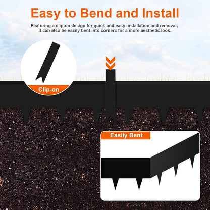 40" L X 7.5H Steel Landscape Edging, Heavy Duty Galvanized Steel Garden Edging,10 Pack Garden Edging Border for Lawn, Flower Bed, Yard (Black