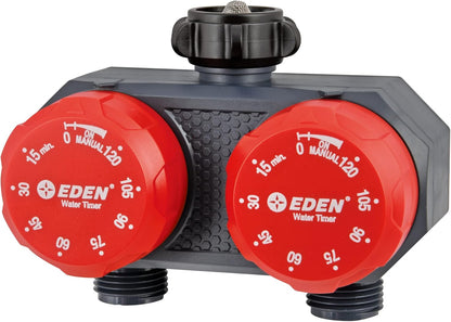 Eden 25124 2-Zone Mechanical Watering Timer, Red, Grey