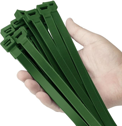 24 inch Garden green Zip Ties Heavy Duty 50 PACK, 250 LBS Ultra Exclusive Strong Plastic Wire Ties, Large Cable Ties Extra Long Tie Wraps, Indoor and Outdoor UV Resistant