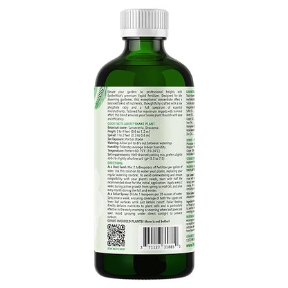 3-1-2 Liquid Fertilizer Concentrate with Micronutrients - Ideal Snake Plant Food for Sansevieria (Dracaena trifasciata), Indoor Plant Care (8 OZ)