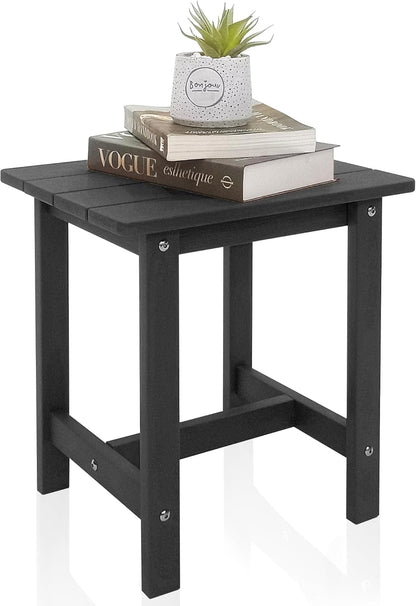 Outdoor Side Table, Small Adirondack Side Table for Adirondack Chair - Indoor Outdoor End Table - HDPS (Black)