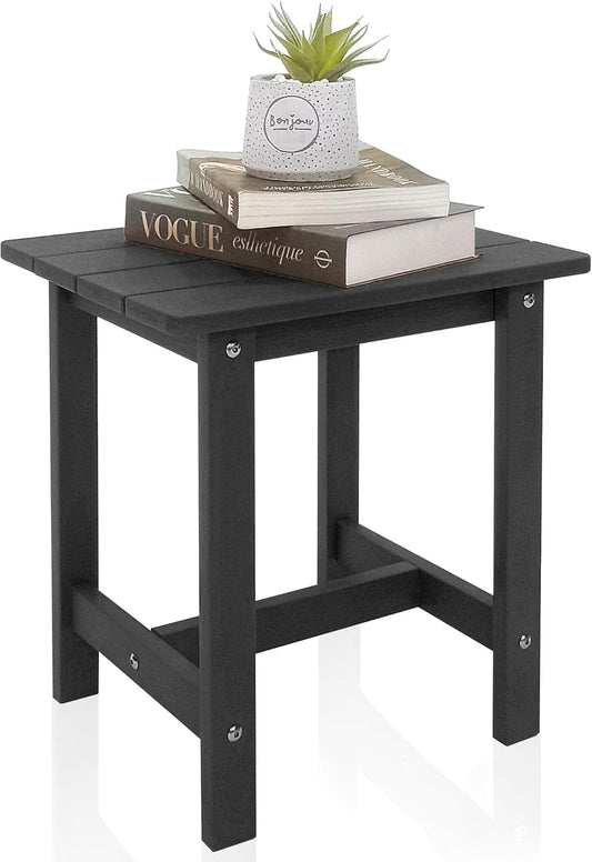 Outdoor Side Table, Small Adirondack Side Table for Adirondack Chair - Indoor Outdoor End Table - HDPS (Black)
