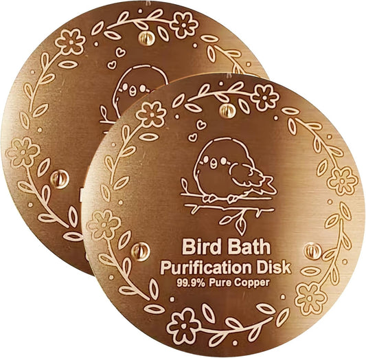 Bird Bath Copper Plate, 4 inches with 0.6mm Thickness, 99.99% Pure Copper Cleaning Plate Three Point Support,Offers Physical Safe Water Purification,Suitable for Outdoor Bird Bath (2 Pack)