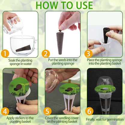 73pcs Seed Pod Kit for Aerogarden, Hydroponics Garden Accessories for System Compatible with Hydroponics Supplies from All Brands, 18 Grow Sponges, 12 Plant Baskets & Domes, 30 Pod Labels, 1 Tweezer