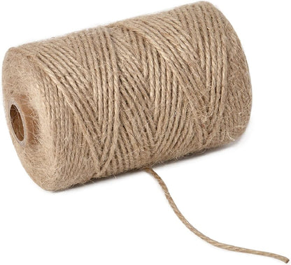 1mm 328 Feet Natural Jute Twine, for Crafts Gift, Craft Projects, Wrapping, Bundling, Packing, Holiday Packaging Twine, Gardening and More, Jute Rope to Use Around The House and Garden