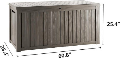 180 Gallon Outdoor Storage Deck Box - Large Waterproof Resin Bin for Delivery Boxes Outside, Lockable Storage for Patio/Pool Cushions & Tools, UV-Resistant, Granite Grey
