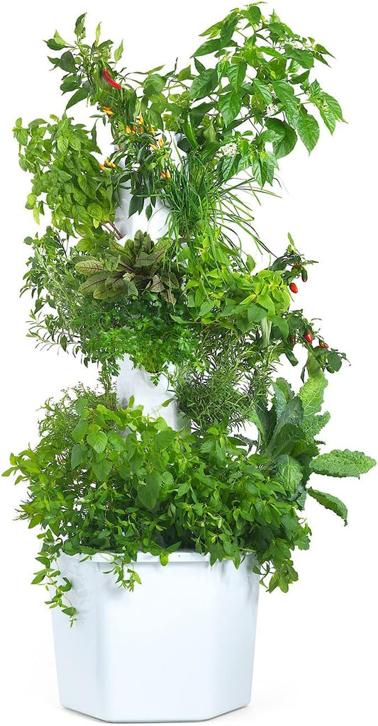 Standard Outdoor Vertical Hydroponic Growing System Kit, Grow 27 Large Lettuce, Vegetables, Herbs, Fruit | 20 Gallon Water Tank, 20' Pump Cable, Smart WiFi Timer | Easy Assembly & Use