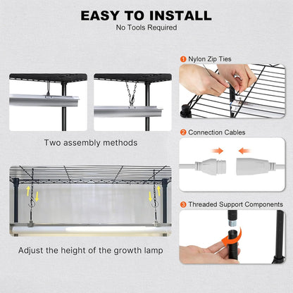 VEVOR Plant Stand with Grow Light, 6-Tier Large Tall Plant Shelf with 3000K 200W Full Spectrum Grow Light, Indoor Grow Light Shelf with Timer and Wheel for Seed Starting 47.2" L x 13.8" W x 70.8" H