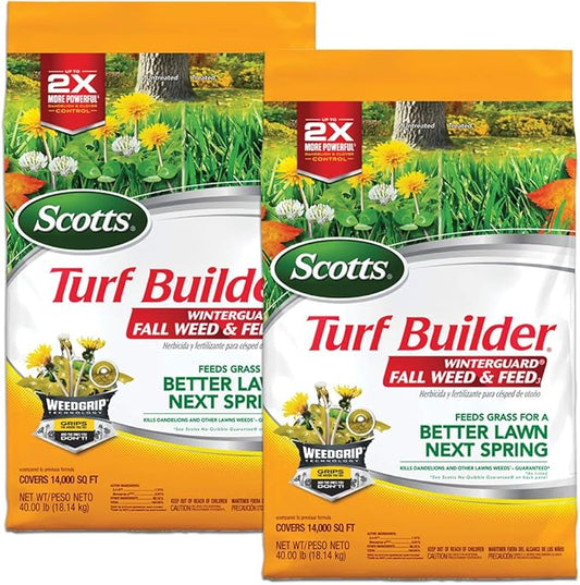 Scotts Turf Builder WinterGuard Fall Weed & Feed3, Weed Killer Plus Fall Fertilizer, 5,000 sq. ft., 14.29 lbs. (2-Pack)