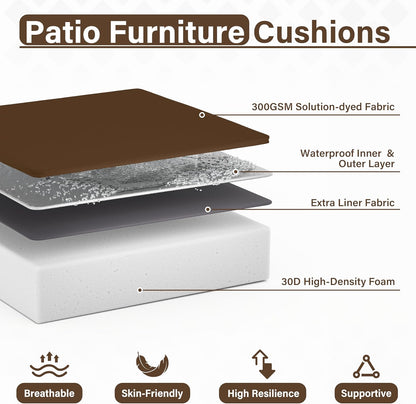 Patio Chair Cushions 24 X 24 X 5 Inch Waterproof Outdoor Seat Cushions for Patio Furniture, Outdoor Sofa Couch Pads with Ties & Handle, Set of 2, Chocolate
