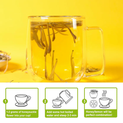 TEARELAE - Dried Honeysuckle Tea - 2oz/57g Top Grade - 100% Pure Natural Herbal Tea - Honeysuckle flowers Jin Yin Hua