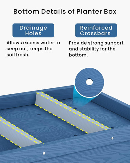 HDPE Raised Garden Bed with Legs, Outdoor Weather-Resistant Elevated Planter Box Stand for Seeds, Herbs, Flowers, Vegetables (Navy Blue)