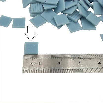3/4 inch Quartz Glass Mosaic Tiles for Crafts, 1.1 LB, Square Mosaic Pieces for DIY Picture, Home Mosaic Decoration (Sky Blue)