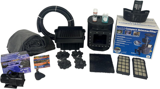 HALF OFF PONDS Savio Select 4,000 GPH Submersible Pump Pond Kit with 20' x 20' EPDM Rubber Pond Liner for Water Garden & Koi Pond
