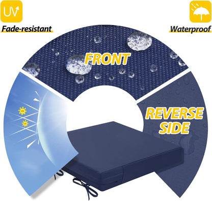 AAAAAcessories Outdoor Seat Cushions for Chairs, Waterproof, Fade-Resistant Patio Furniture Replacement Cushions, 18" x 18" x 2", Set of 2, Navy Blue