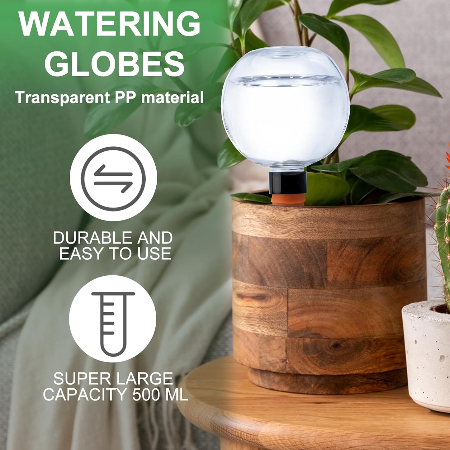 2 Pack Plant Watering Globes 17oz Self Watering Planter Insert Indoor/Outdoor Plant Watering Devices for Automatic Drip Irrigation