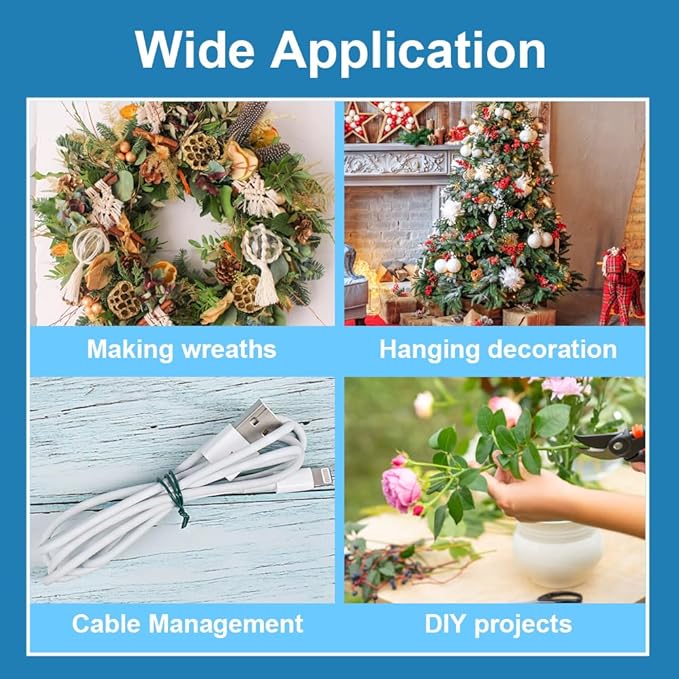 328 Feet Plant Twist Tie Plastic Coated Soft Garden Metal Wire 1mm Thin for Gardening, Home, Office (Green)