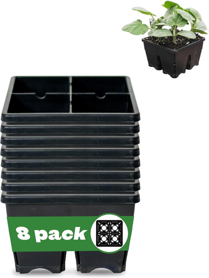 Epic Gardening Reusable Seed Starter Tray - 4 Cell 3"/8 Seedling Starter Trays - Easy Watering, Indoor Greenhouse, Plant Starter, Gardener-Friendly for Seedlings | UV-Treated & BPA-Free - Black
