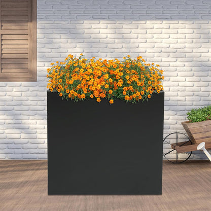 32" L x32 W x32 H Metal Flower Boxes Planter Boxes Outdoor Raised Garden Bed Indoor Outdoor Planting Bed Black Square Planter Box for Patios Lawn Yard Decor Storage