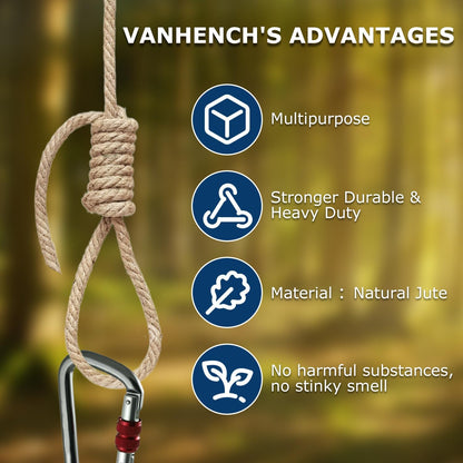 Vanhench Jute String Rope 10mm X100 Feet, Heavy Duty and Thick Twine Rope for Crafts Projects, Gardening, Bundling, Cat Scratcher Scratching Post Tree Gift Wrapping Arts & Crafts Christmas Decoration