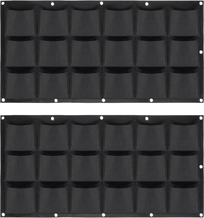 ZOENHOU 2 Pack Total 36 Roomy Pockets Horizontal Garden Planter, Waterproof Wall-Hanging Flower Pot Bags, Felt Wall Mount Balcony Planter Pouch for Herbs, Succulent, Flowers and Vegetables