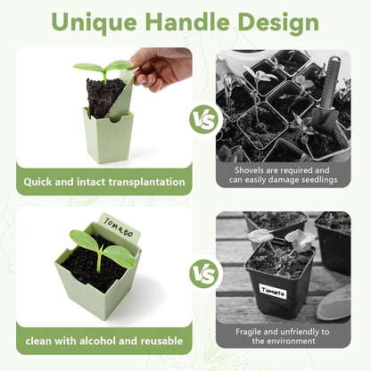 Seed Starter Tray, Dual-Purpose Handles for Transplanting & Labeling, 9 Deep 2.3 in Cells, Extra-Thick Reusable Germination Kit, for Indoor, Outdoor & Greenhouse Use