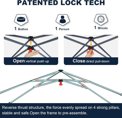 COOSHADE Pop Up Canopy Tent, 8x8 Easy Setup Instant Canopy Sun Shelter Beach Tent, Portable Sports, Grey